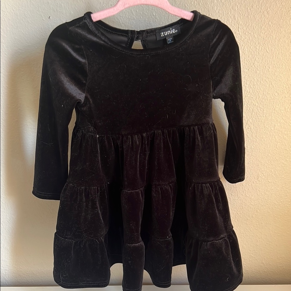 Zunie Black Velvet Kids Formal Dress